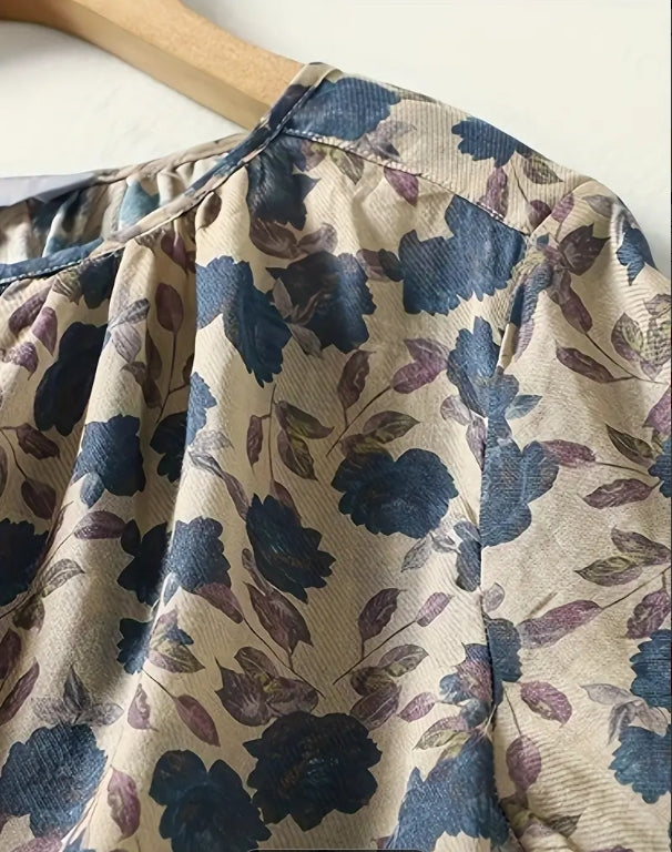 Willow Mist Floral Peasant Top