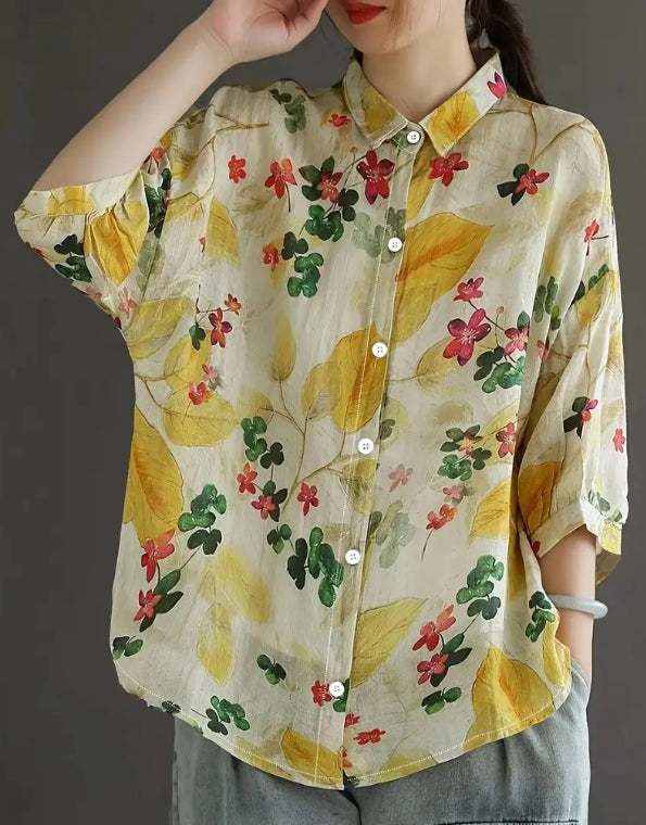 Golden Bloom Vintage Floral Shirt