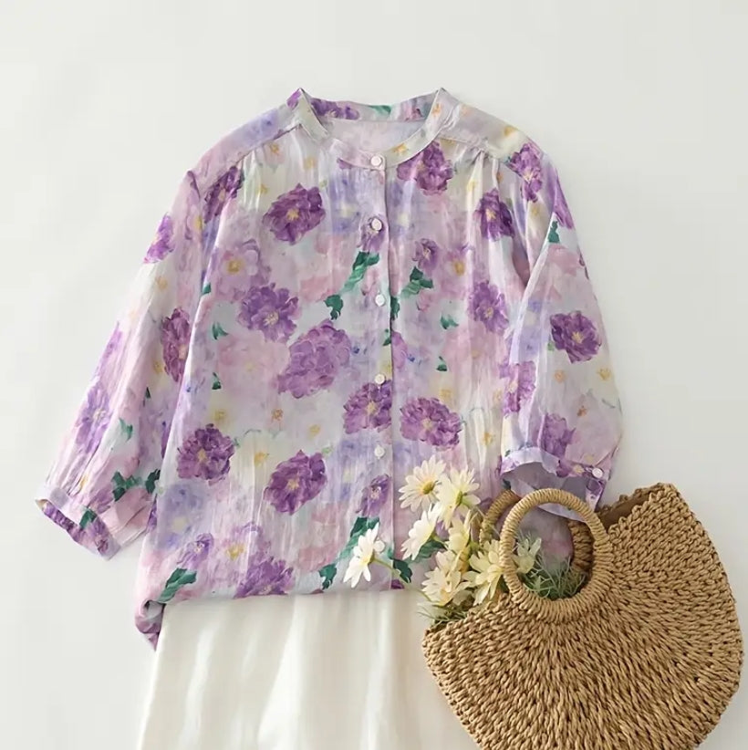 Lavender Garden Vintage Floral Top