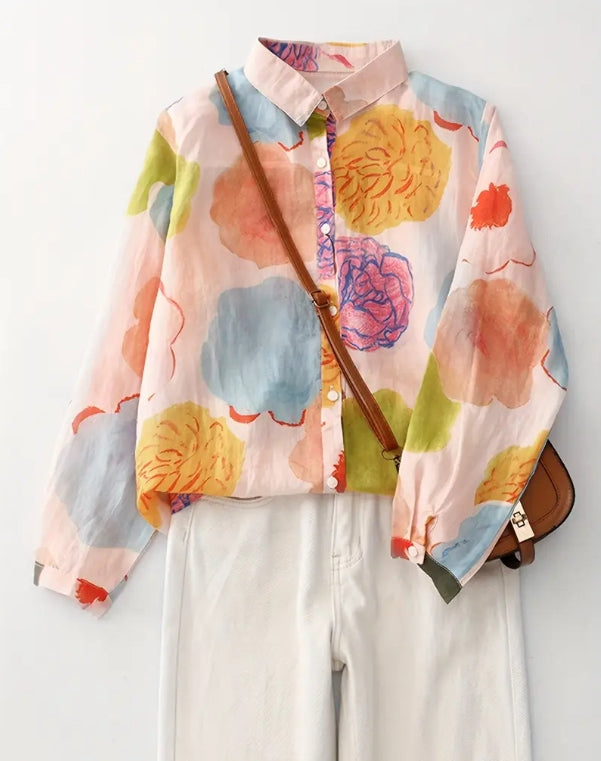 Sunset Cranes Cotton Shirt