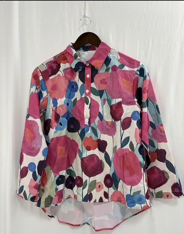 Bold Bloom Artistic Floral Shirt