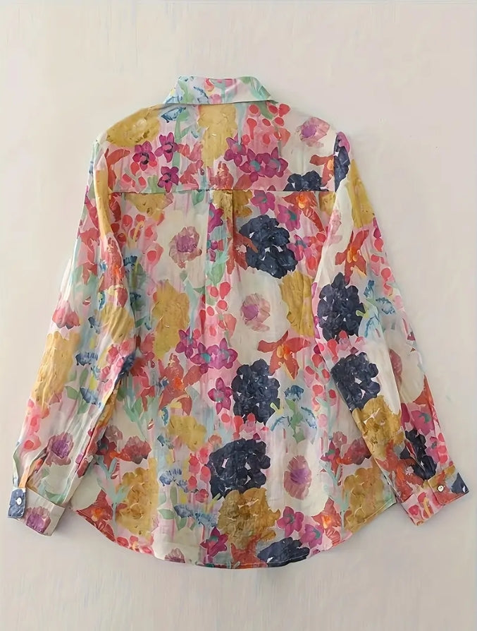 Sunshine Meadow Floral Button-Down Shirt