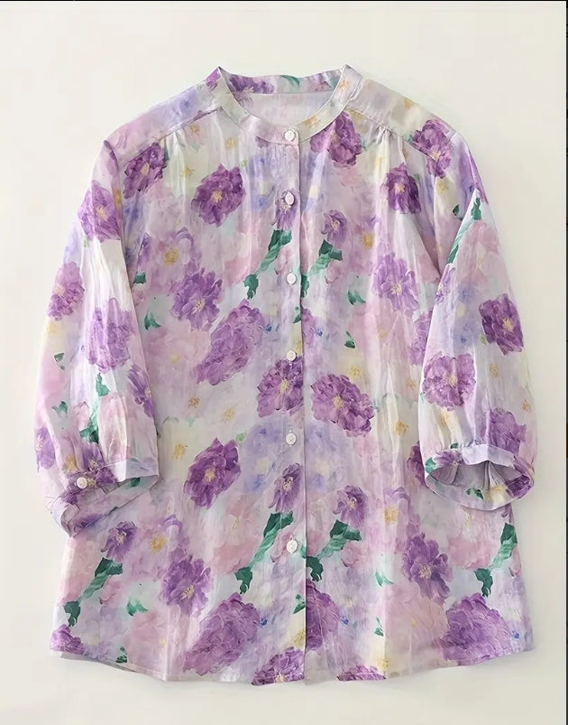Lavender Garden Vintage Floral Top