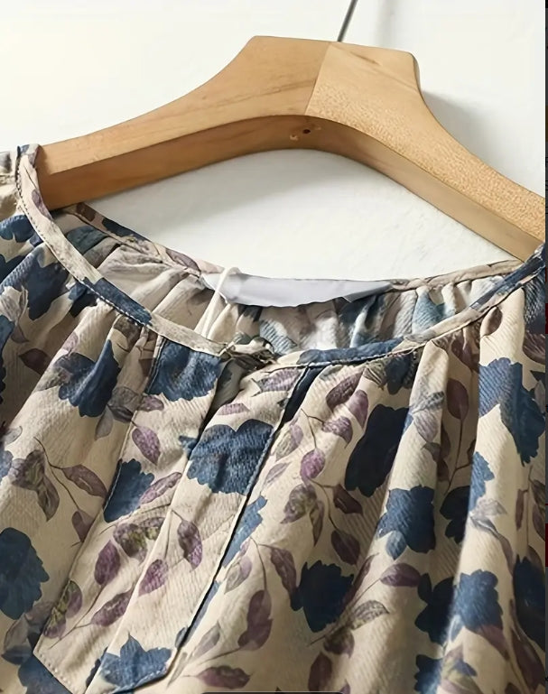 Willow Mist Floral Peasant Top