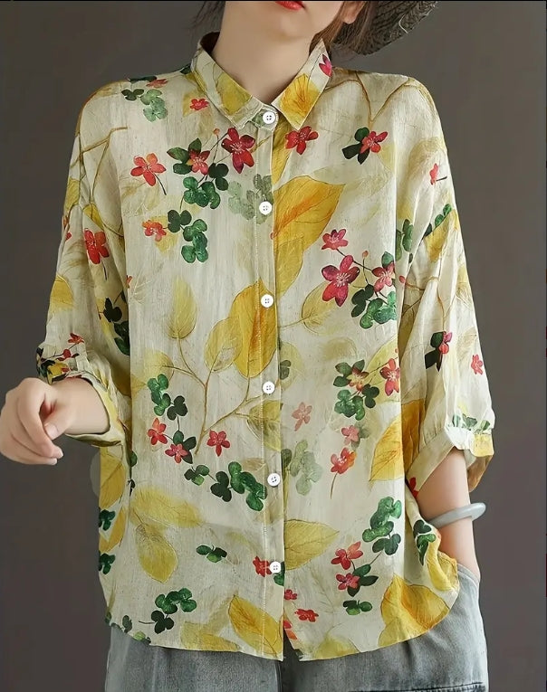 Golden Bloom Vintage Floral Shirt