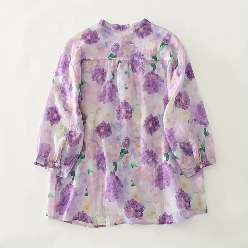 Lavender Garden Vintage Floral Top