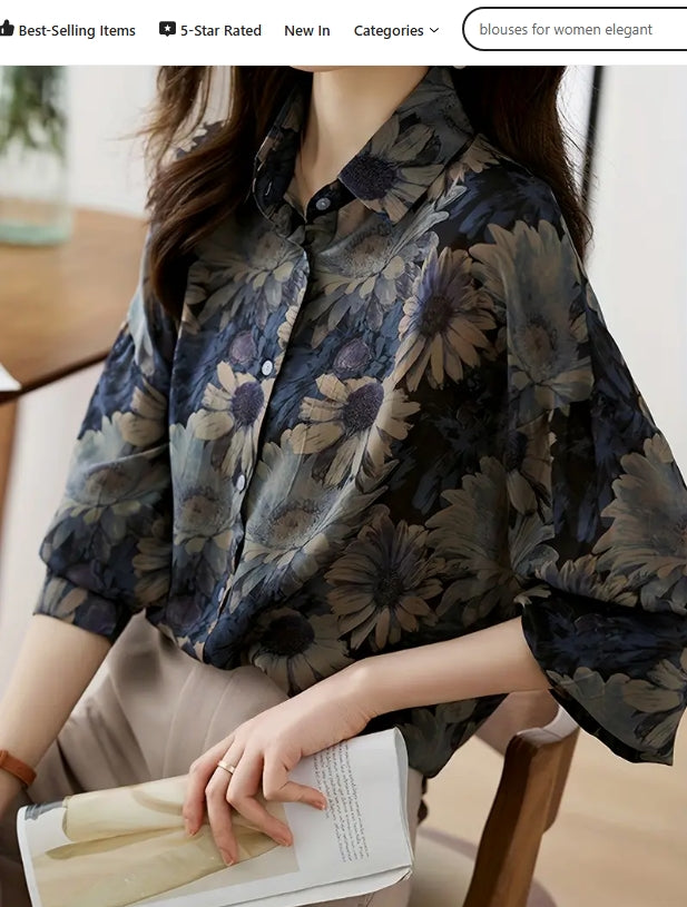 Midnight Sunflower Elegance Shirt