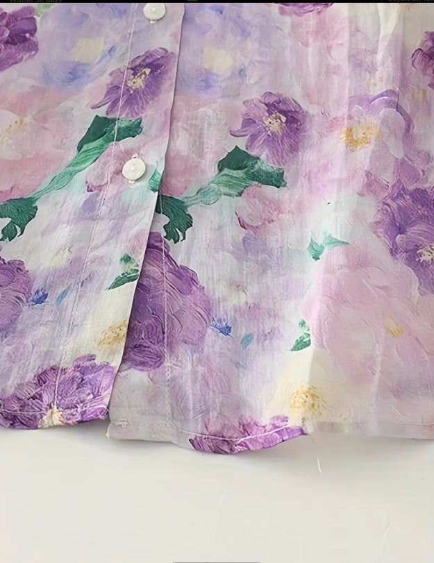 Lavender Garden Vintage Floral Top