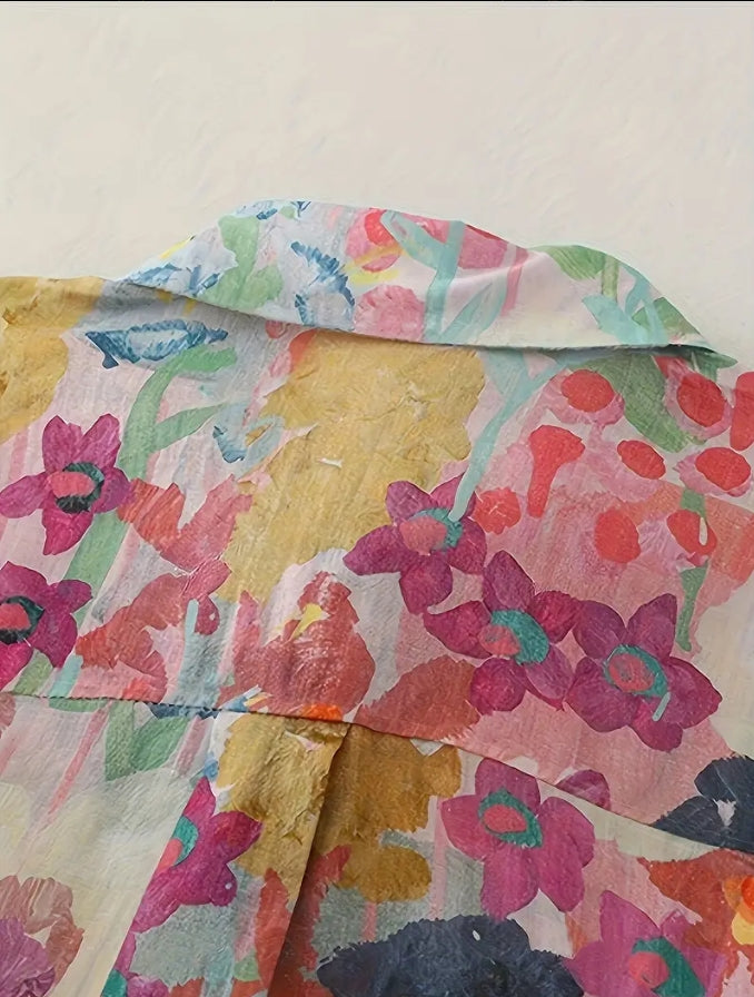 Sunshine Meadow Floral Button-Down Shirt