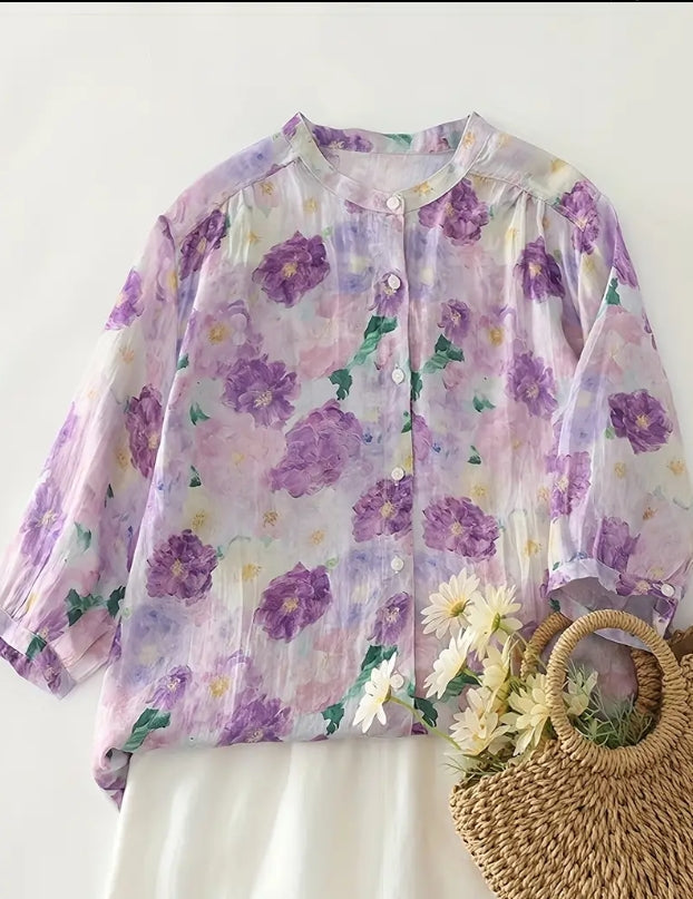 Lavender Garden Vintage Floral Top
