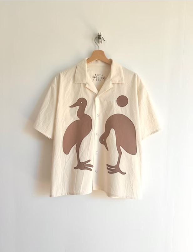 Twin Crane Beige Cotton Shirt