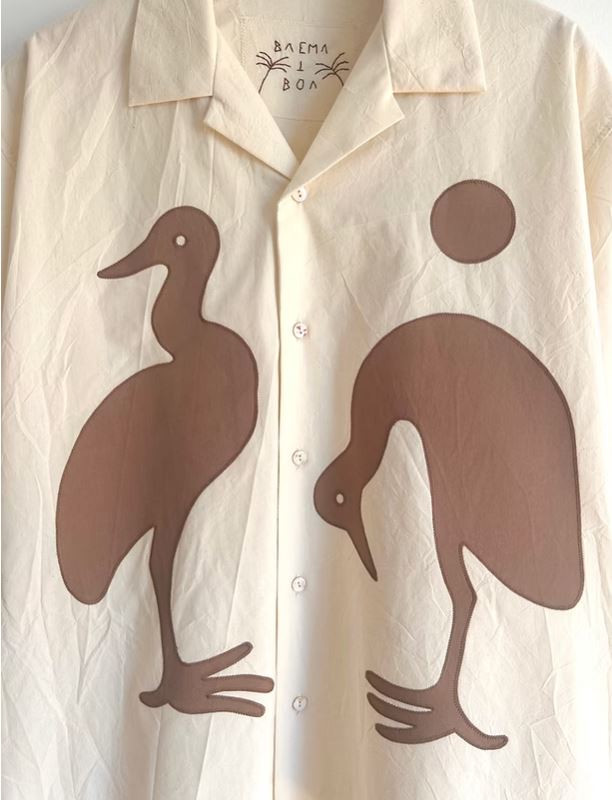 Twin Crane Beige Cotton Shirt