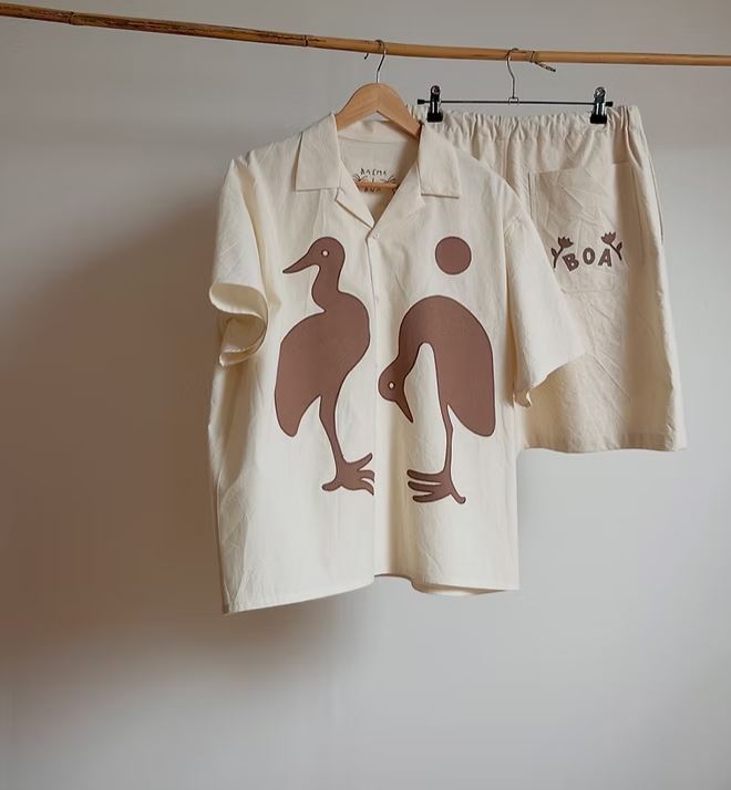 Twin Crane Beige Cotton Shirt